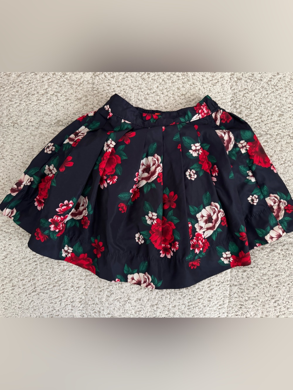Joe Fresh Navy Skirt with Red Floral Print